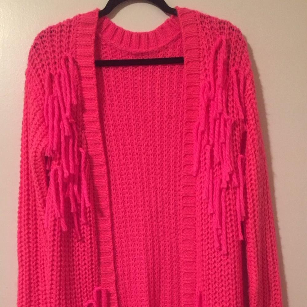 💗💗💗New Cable Knit Cardigan with Fringe, M
